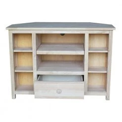 39 in. Unfinished Wood Corner TV Stand with 1 Drawer Fits TVs Up to 42 in. with Storage Doors by International Concepts -International Concepts Sales unfinished international concepts tv stands tv 49 77 1000