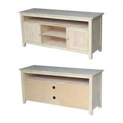 57 in. Unfinished Wood TV Stand Fits TVs Up to 60 in. with Storage Doors by International Concepts -International Concepts Sales unfinished international concepts tv stands tv 51 4f 1000