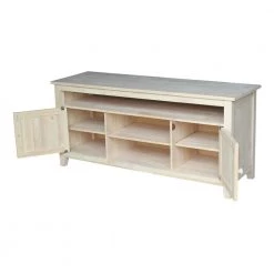 57 in. Unfinished Wood TV Stand Fits TVs Up to 60 in. with Storage Doors by International Concepts -International Concepts Sales unfinished international concepts tv stands tv 51 c3 1000