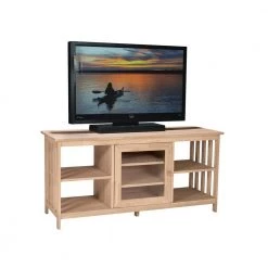 56 in. Unfinished Wood TV Stand Fits TVs Up to 60 in. with Storage Doors by International Concepts -International Concepts Sales unfinished international concepts tv stands tv 58 c3 1000