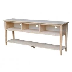 72 in. Unfinished Wood TV Stand Fits TVs Up to 72 in. with Cable Management by International Concepts