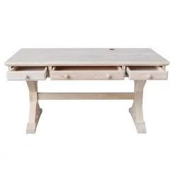 60 in. Rectangular Unfinished 3 Drawer Writing Desk with Keyboard Tray by International Concepts -International Concepts Sales unfinished international concepts writing desks k of64t 64c 1f 1000