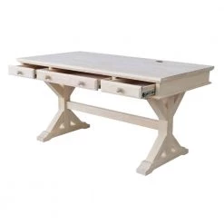 60 in. Rectangular Unfinished 3 Drawer Writing Desk with Keyboard Tray by International Concepts -International Concepts Sales unfinished international concepts writing desks k of64t 64c 44 1000