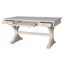 60 in. Rectangular Unfinished 3 Drawer Writing Desk with Keyboard Tray by International Concepts -International Concepts Sales unfinished international concepts writing desks k of64t 64c c3 1000