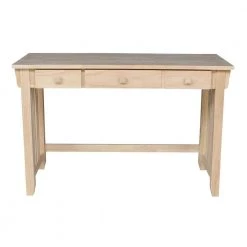 48 in. Solid Wood Rectangular Unfinished 2 Drawer Writing Desk by International Concepts