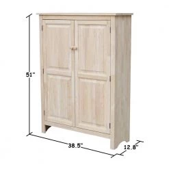 51 in. H Solid Wood Pantry in Unfinished Wood by International Concepts -International Concepts Sales unfinished wood international concepts accent cabinets cu 167 c3 1000