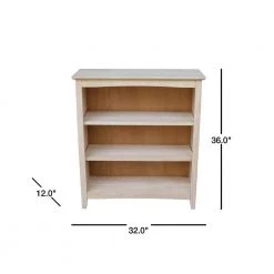 36 in. Unfinishe Wood 3-shelf Standard Bookcase with Adjustable Shelves by International Concepts -International Concepts Sales unfinished wood international concepts bookcases bookshelves sh 3223a 40 1000