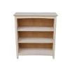 36 in. Unfinishe Wood 3-shelf Standard Bookcase with Adjustable Shelves by International Concepts