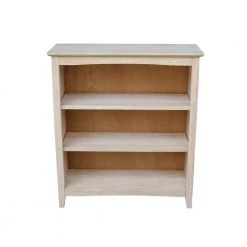 36 in. Unfinishe Wood 3-shelf Standard Bookcase with Adjustable Shelves by International Concepts
