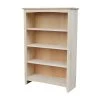 48 in. Unfinished Wood 4-shelf Standard Bookcase with Adjustable Shelves by International Concepts