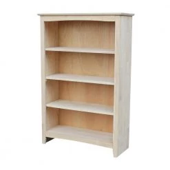 48 in. Unfinished Wood 4-shelf Standard Bookcase with Adjustable Shelves by International Concepts