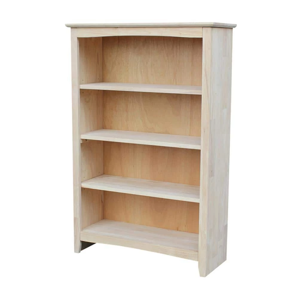 48 in. Unfinished Wood 4-shelf Standard Bookcase with Adjustable Shelves by International Concepts 1 48 in. Unfinished Wood 4-shelf Standard Bookcase with Adjustable Shelves by International Concepts