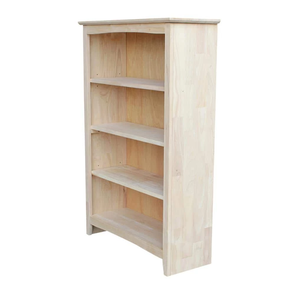 48 in. Unfinished Wood 4-shelf Standard Bookcase with Adjustable Shelves by International Concepts 2 48 in. Unfinished Wood 4-shelf Standard Bookcase with Adjustable Shelves by International Concepts - Image 2