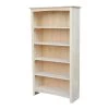 60 in. Unfinished Wood 5-shelf Standard Bookcase with Adjustable Shelves by International Concepts
