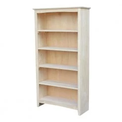 60 in. Unfinished Wood 5-shelf Standard Bookcase with Adjustable Shelves by International Concepts