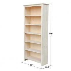 72 in. Unfinished Wood 6-shelf Standard Bookcase with Adjustable Shelves by International Concepts -International Concepts Sales unfinished wood international concepts bookcases bookshelves sh 3227a 31 1000