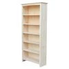 72 in. Unfinished Wood 6-shelf Standard Bookcase with Adjustable Shelves by International Concepts