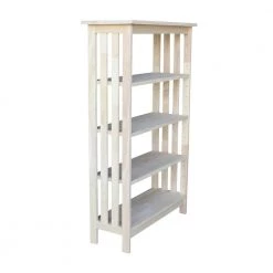 48 in. Unfinished Wood 4-shelf Etagere Bookcase with Adjustable Shelves by International Concepts -International Concepts Sales unfinished wood international concepts bookcases bookshelves sh 4830m 1f 1000