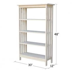 48 in. Unfinished Wood 4-shelf Etagere Bookcase with Adjustable Shelves by International Concepts -International Concepts Sales unfinished wood international concepts bookcases bookshelves sh 4830m 4f 1000