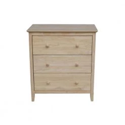 Brooklyn 3-Drawer Unfinished Wood Chest of Drawers by International Concepts