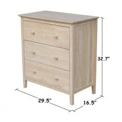 Brooklyn 3-Drawer Unfinished Wood Chest of Drawers by International Concepts -International Concepts Sales unfinished wood international concepts chest of drawers bd 8003 c3 1000