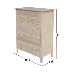 Brooklyn 4-Drawer Unfinished Wood Chest of Drawers by International Concepts -International Concepts Sales unfinished wood international concepts chest of drawers bd 8004 c3 1000