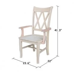 Unfinished Wood Double X-Back Arm Chair by International Concepts -International Concepts Sales unfinished wood international concepts dining chairs ci 20a 4f 1000