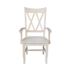 Unfinished Wood Double X-Back Arm Chair by International Concepts
