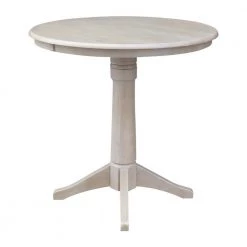 Olivia 36 in. H x 36 in. Round Weathered Taupe Gray Pedestal Table by International Concepts -International Concepts Sales weathered taupe gray international concepts kitchen dining tables k09 36rt 27b 6b 1f 1000