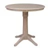 Olivia 36 in. H x 36 in. Round Weathered Taupe Gray Pedestal Table by International Concepts