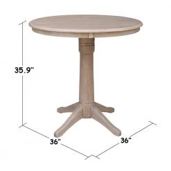 Olivia 36 in. H x 36 in. Round Weathered Taupe Gray Pedestal Table by International Concepts -International Concepts Sales weathered taupe gray international concepts kitchen dining tables k09 36rt 27b 6b c3 1000