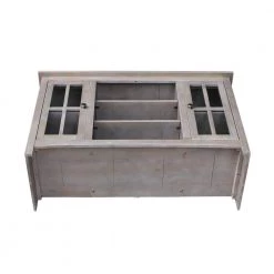 48 in. Weathered Taupe Gray Wood TV Stand Fits TVs Up to 50 in. with Storage Doors by International Concepts -International Concepts Sales weathered taupe gray international concepts tv stands tv09 34 1d 1000