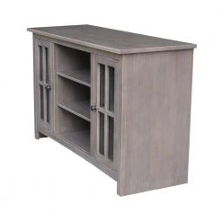 48 in. Weathered Taupe Gray Wood TV Stand Fits TVs Up to 50 in. with Storage Doors by International Concepts -International Concepts Sales weathered taupe gray international concepts tv stands tv09 34 40 1000
