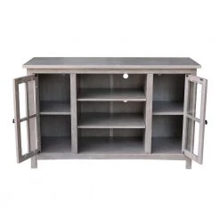 48 in. Weathered Taupe Gray Wood TV Stand Fits TVs Up to 50 in. with Storage Doors by International Concepts -International Concepts Sales weathered taupe gray international concepts tv stands tv09 34 4f 1000