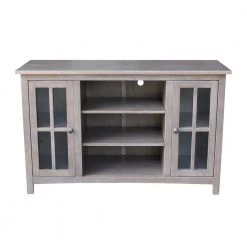 48 in. Weathered Taupe Gray Wood TV Stand Fits TVs Up to 50 in. with Storage Doors by International Concepts