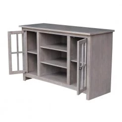 48 in. Weathered Taupe Gray Wood TV Stand Fits TVs Up to 50 in. with Storage Doors by International Concepts -International Concepts Sales weathered taupe gray international concepts tv stands tv09 34 77 1000