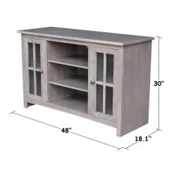 48 in. Weathered Taupe Gray Wood TV Stand Fits TVs Up to 50 in. with Storage Doors by International Concepts -International Concepts Sales weathered taupe gray international concepts tv stands tv09 34 c3 1000