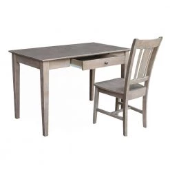 Weathered Taupe Gray 48 in. W Solid Wood Writing Desk and Chair (2-pc set) by International Concepts -International Concepts Sales weathered taupe gray international concepts writing desks k09 of 41 c10 c3 1000