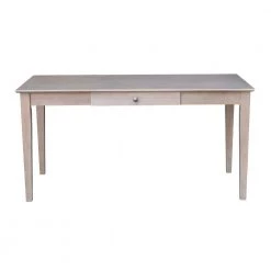 60 in. Rectangular Weathered Taupe Gray 1 Drawer Writing Desk with Solid Wood Material by International Concepts
