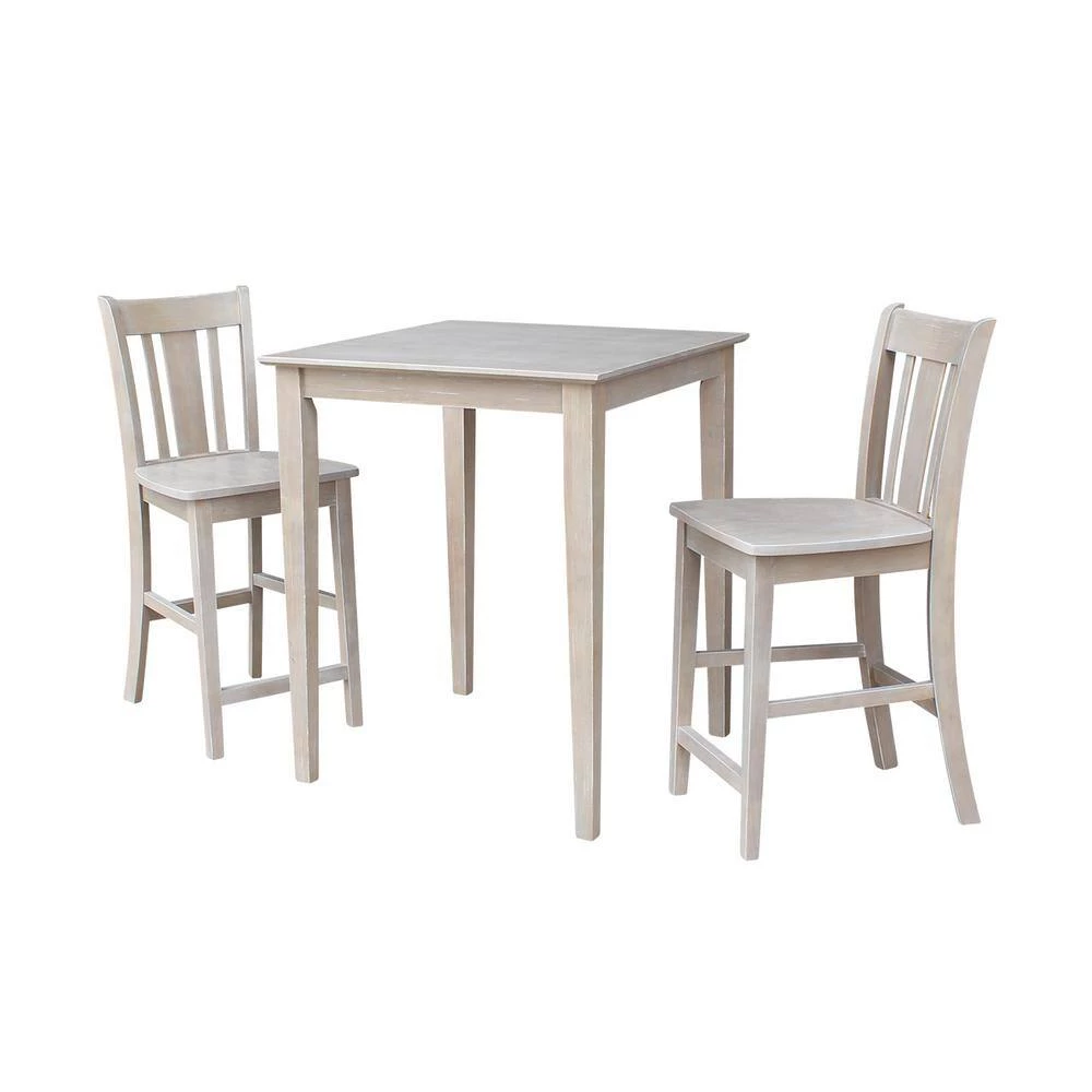 Emma 3-Piece 30 in. Weathered Taupe Square Solid Wood Dining Set with San Remo Chairs by International Concepts 8 Emma 3-Piece 30 in. Weathered Taupe Square Solid Wood Dining Set with San Remo Chairs by International Concepts - Image 8