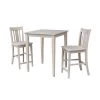 Emma 3-Piece 30 in. Weathered Taupe Square Solid Wood Dining Set with San Remo Chairs by International Concepts