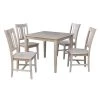 Skylar 5-Piece 36 in. Weathered Taupe Square Solid Wood Dining Set with San Remo Chairs by International Concepts