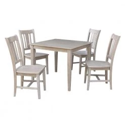 Skylar 5-Piece 36 in. Weathered Taupe Square Solid Wood Dining Set with San Remo Chairs by International Concepts