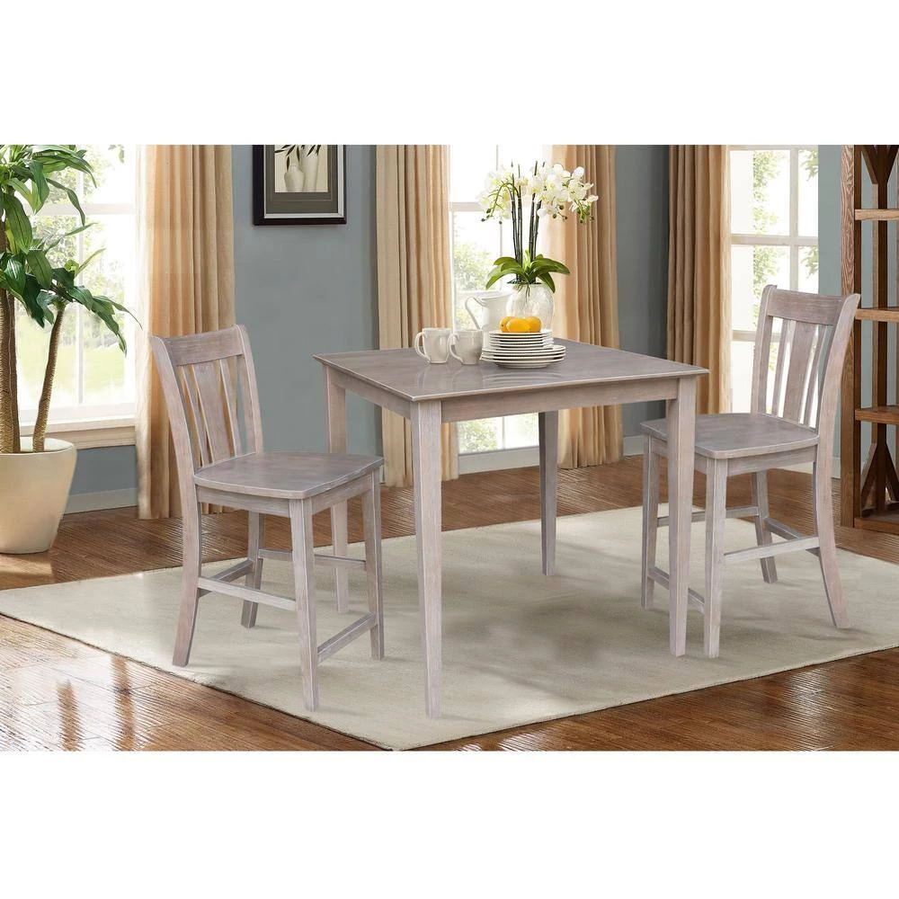 Skylar 3-Piece 36 in. Weathered Taupe Square Solid Wood Dining Set with San Remo Chairs by International Concepts 7 Skylar 3-Piece 36 in. Weathered Taupe Square Solid Wood Dining Set with San Remo Chairs by International Concepts - Image 7