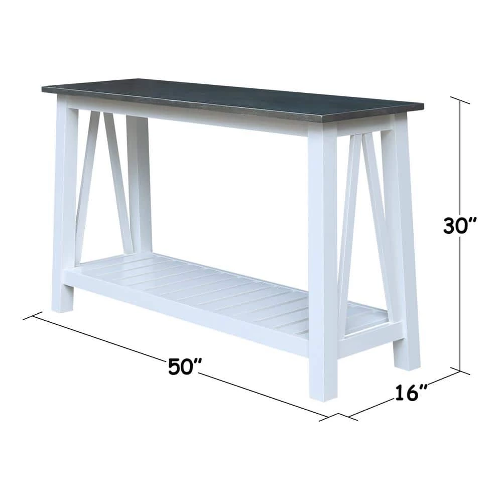 50 in. Rectangle Surrey White and Gray Solid Wood Console Table by International Concepts 6 50 in. Rectangle Surrey White and Gray Solid Wood Console Table by International Concepts - Image 6