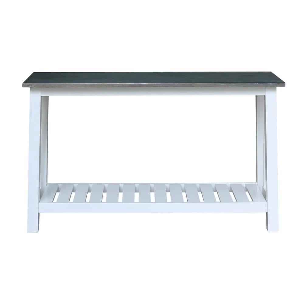 50 in. Rectangle Surrey White and Gray Solid Wood Console Table by International Concepts 1 50 in. Rectangle Surrey White and Gray Solid Wood Console Table by International Concepts