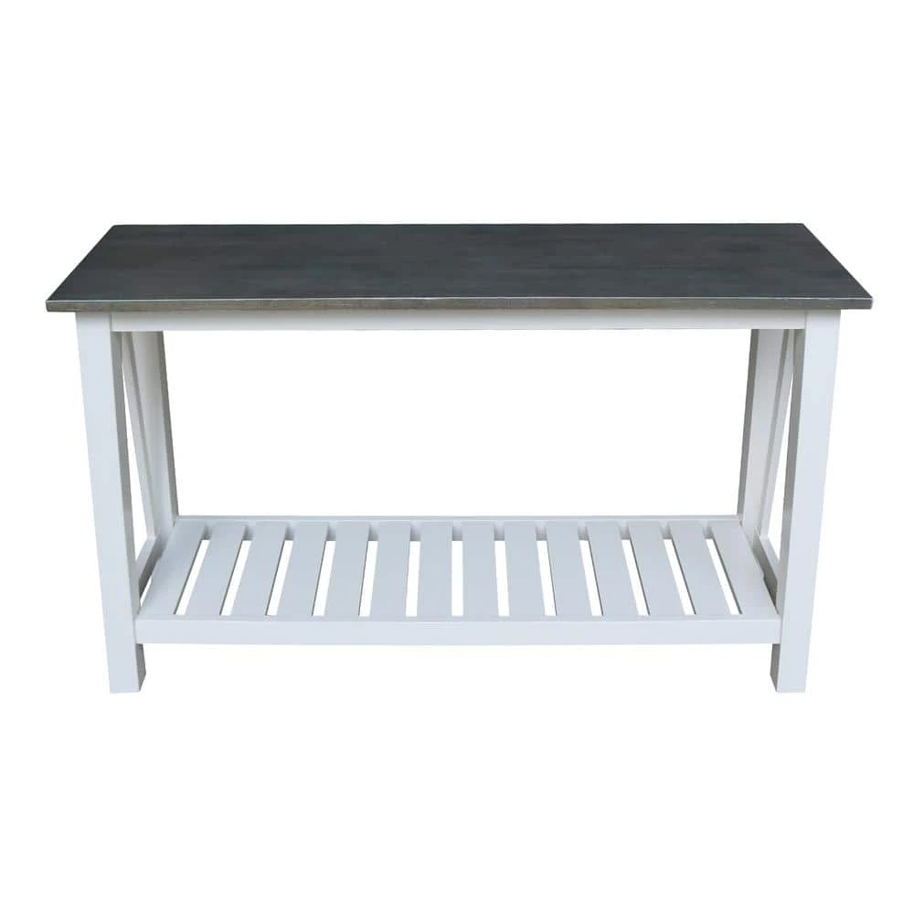 50 in. Rectangle Surrey White and Gray Solid Wood Console Table by International Concepts 3 50 in. Rectangle Surrey White and Gray Solid Wood Console Table by International Concepts - Image 3