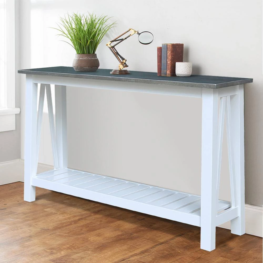50 in. Rectangle Surrey White and Gray Solid Wood Console Table by International Concepts 5 50 in. Rectangle Surrey White and Gray Solid Wood Console Table by International Concepts - Image 5