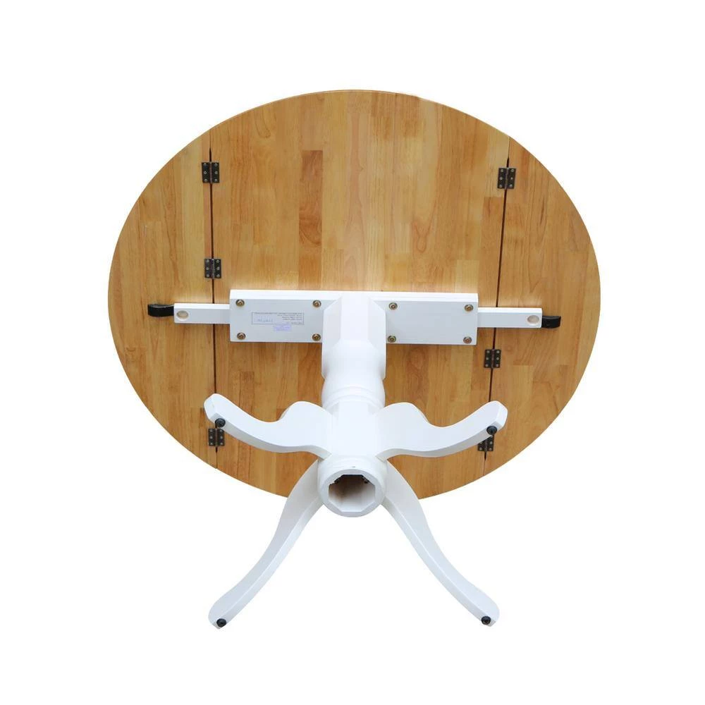 5-Piece 42 in. White and Natural Dual Drop Leaf Table Set with 4-Side chairs by International Concepts 4 5-Piece 42 in. White and Natural Dual Drop Leaf Table Set with 4-Side chairs by International Concepts - Image 4