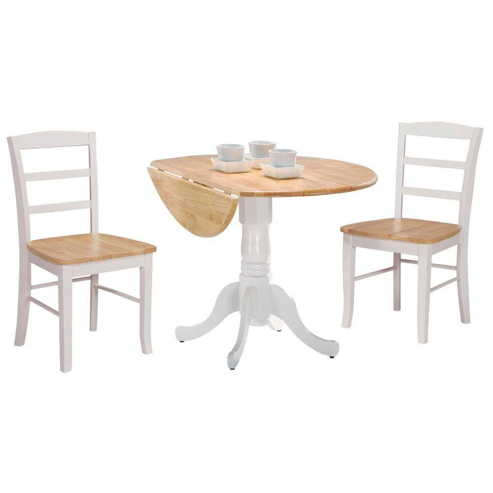 5-Piece 42 in. White and Natural Dual Drop Leaf Table Set with 4-Side chairs by International Concepts 12 5-Piece 42 in. White and Natural Dual Drop Leaf Table Set with 4-Side chairs by International Concepts - Image 12